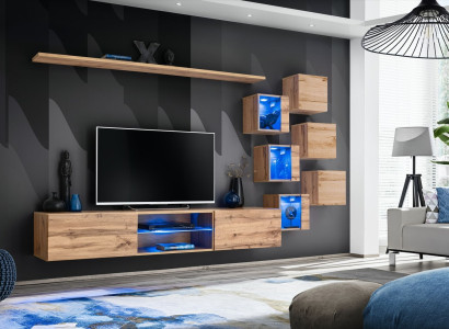 Braun Wall unit Living room furniture Wall Wardrobe Luxury Set new wooden furniture